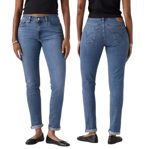 Levi’s Mid-Rise Boyfriend Jeans Size 34 Lapis Gem Medium Wash NWT NEW - Picture 1 of 16